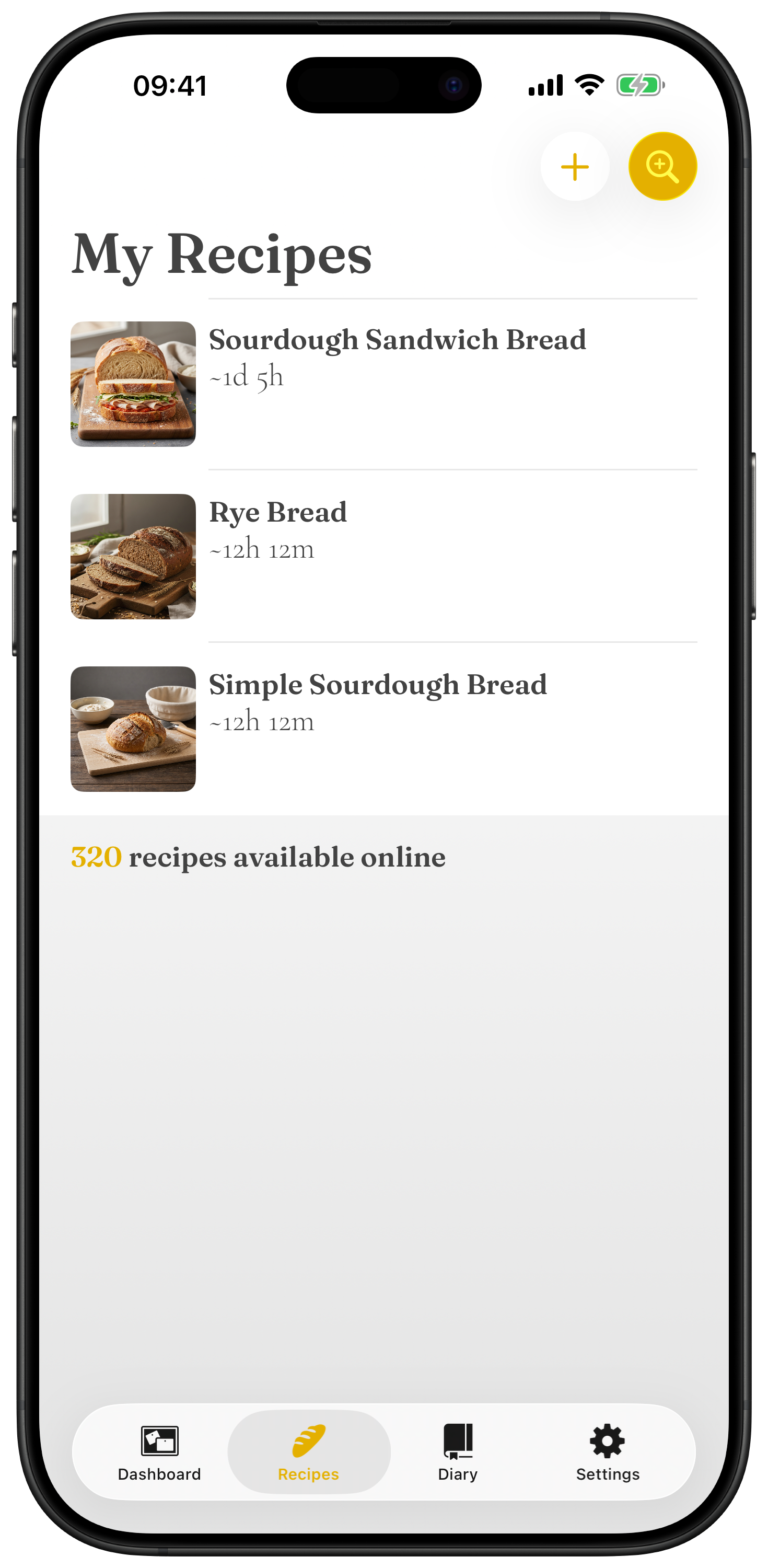 Knead recipe library on iPhone