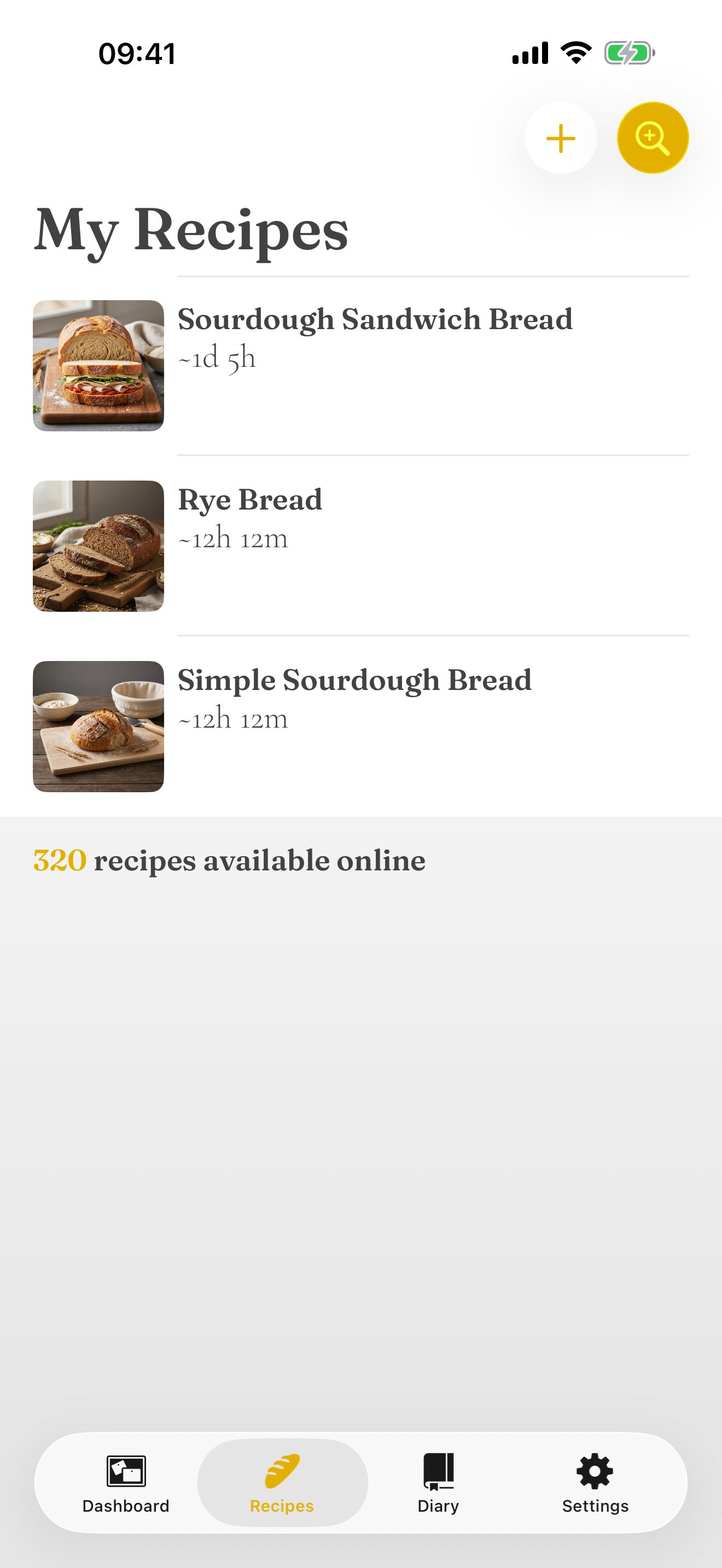 Knead recipe library on iPhone